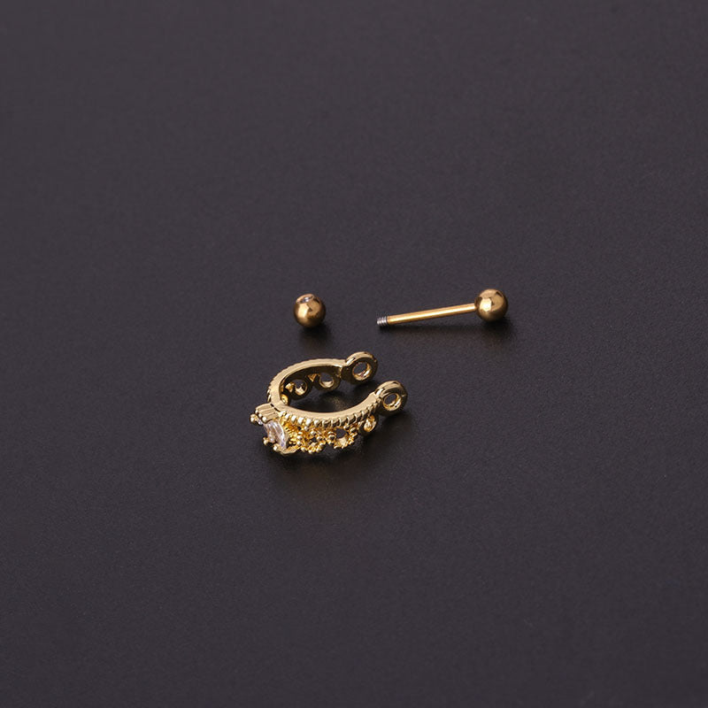 20G Gold Hoop Heart Huggie Earrings