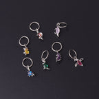 316L Stainless Steel Dinosaur Dangle Hoop Earrings