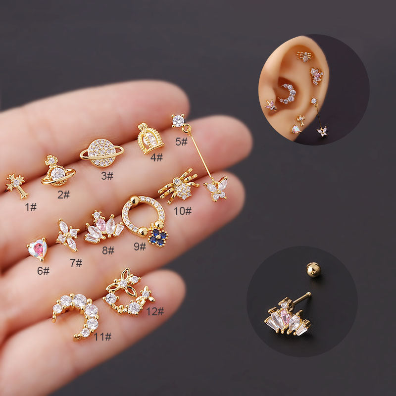 20G Cartilage Tiny Stud Earring Cute Planet Earrings | HSPJ641