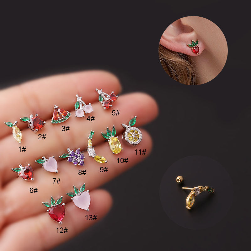 20G Mini Peach Helix Anti Tragus Fruits Stud Earrings