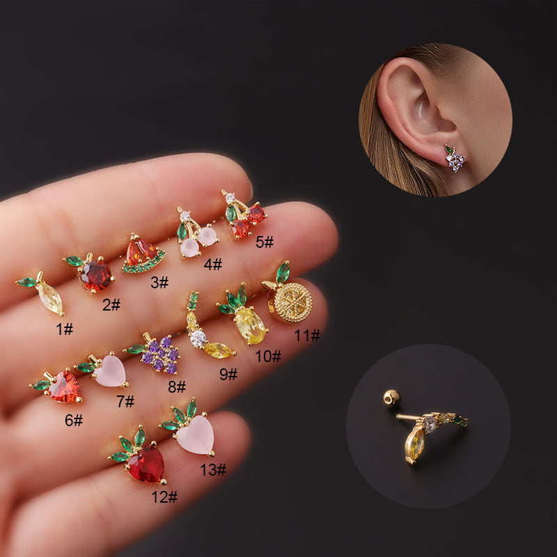 20G Mini Peach Helix Anti Tragus Fruits Stud Earrings