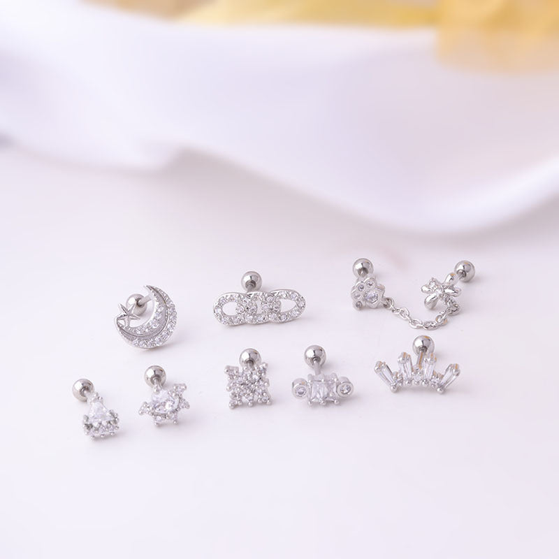 20G Cartilage Tiny Geometry Trillion Stud Earrings | HSPJ645