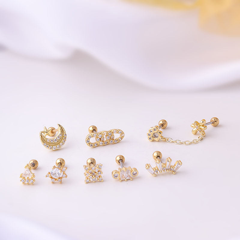 20G Cartilage Tiny Geometry Trillion Stud Earrings | HSPJ645