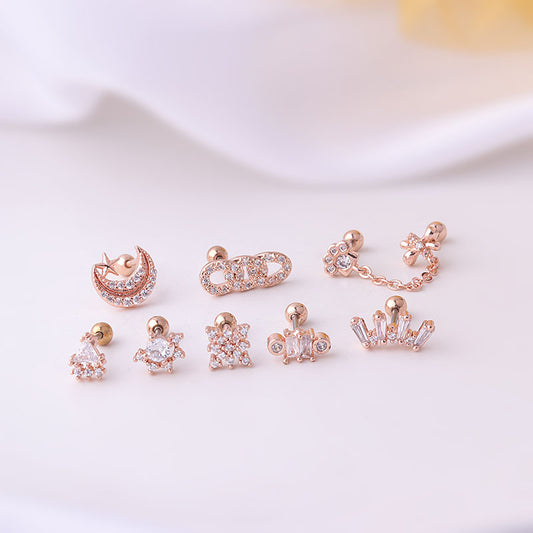 20G Cartilage Tiny Geometry Trillion Stud Earrings | HSPJ645