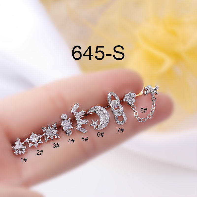 20G Cartilage Tiny Geometry Trillion Stud Earrings | HSPJ645