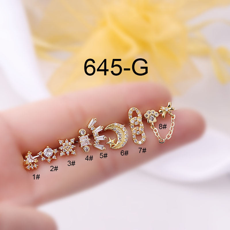 20G Cartilage Tiny Geometry Trillion Stud Earrings | HSPJ645