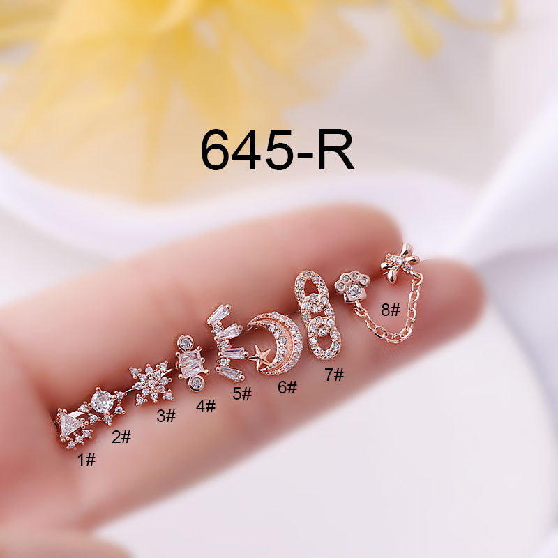 20G Cartilage Tiny Geometry Trillion Stud Earrings | HSPJ645