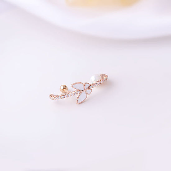 16G Butterfly Cartilage Helix Crawler Earrings Rose Gold