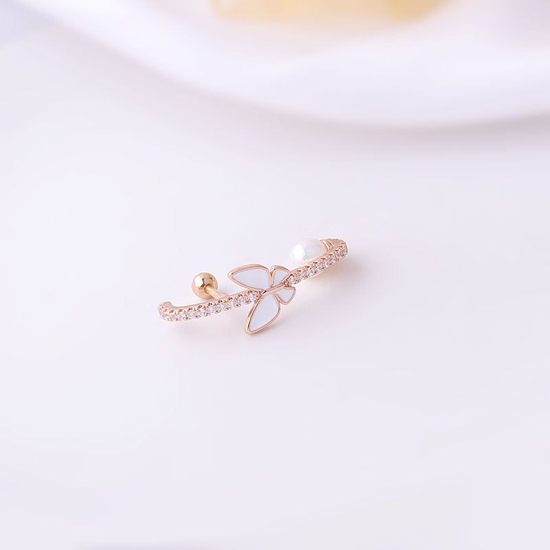 16G Butterfly Cartilage Helix Crawler Earrings Rose Gold