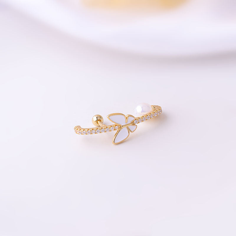 16G Butterfly Cartilage Helix Crawler Earrings Gold