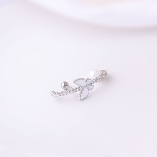 16G Butterfly Cartilage Helix Crawler Earrings Silver
