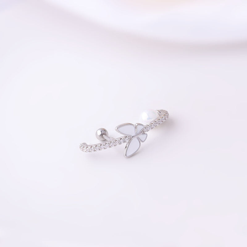 16G Butterfly Cartilage Helix Crawler Earrings Silver