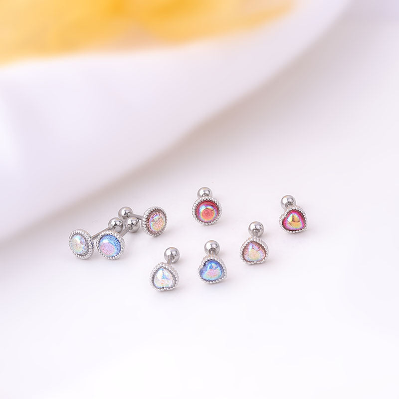20G Rose Gold Simulated Opal Heart Daith Tragus Stud