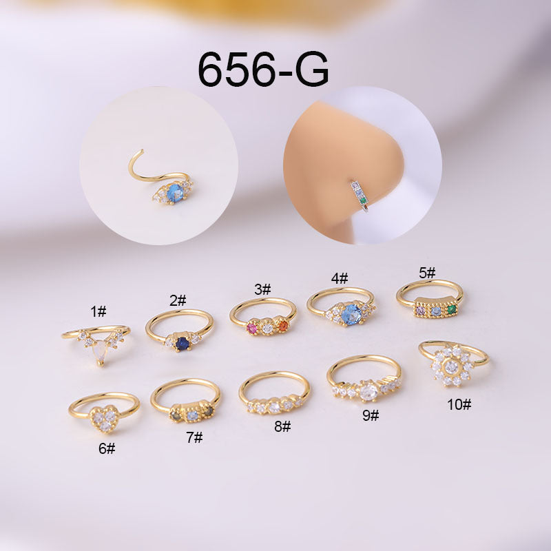 18K Rose Gold Dainty CZ Pave Septum Ring