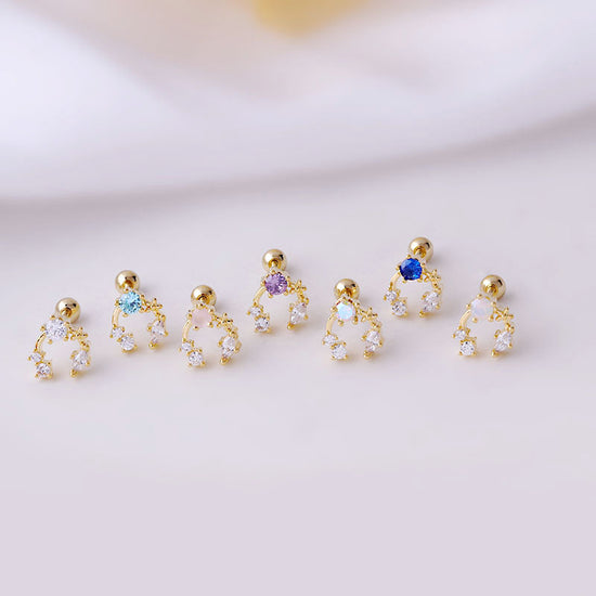 20G Surgical Steel C Curved CZ Conch Piercing Stud