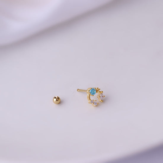 20G Surgical Steel C Curved CZ Conch Piercing Stud