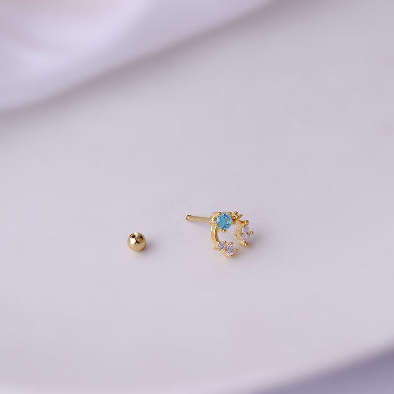 20G Surgical Steel C Curved CZ Conch Piercing Stud