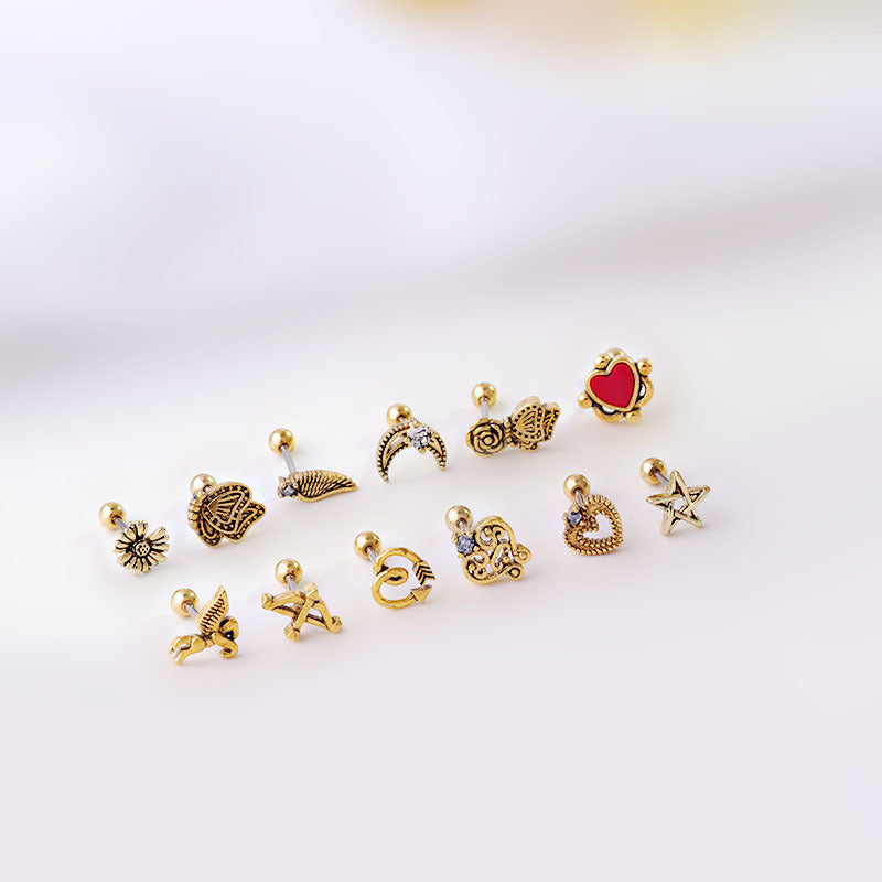 20G Retro Cupid Heart Cartilage Piercing Stud