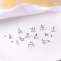 cartilage earrings, piercing jewelry, cartilage piercing, body jewelry, helix piercing, helix earrings, tragus piercing, moon earrings