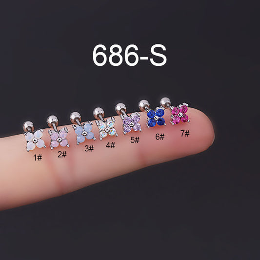 20G Cartilage Tiny Stud Earring, Flower Stud Earring,Opal Stud Earring | HSPJ686