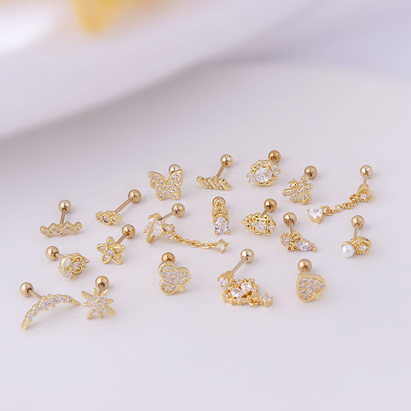 20G Cartilage Tiny Bee Chain Dangle Piercing 