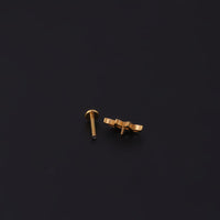 Titanium Gold Bezel Flat Back Sleeper Earrings