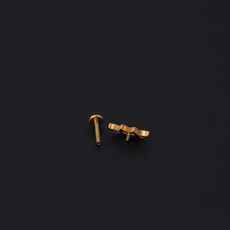 Titanium Gold Bezel Flat Back Sleeper Earrings