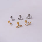 Titanium Gold Bezel Flat Back Sleeper Earrings