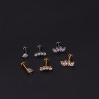 Titanium Gold Bezel Flat Back Sleeper Earrings