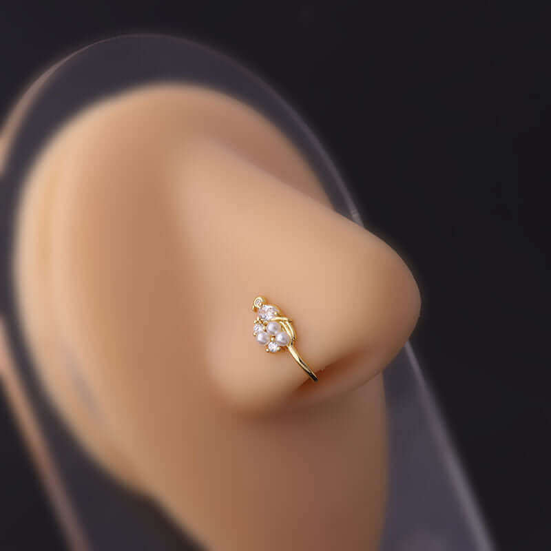 18K Gold Dainty Nose Cuff, No Piercing Nose Cuff, Fake Nose Ring