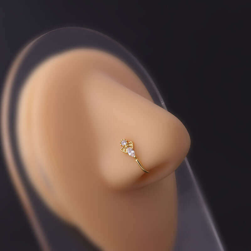 18K Gold Dainty Nose Cuff, No Piercing Nose Cuff, Fake Nose Ring