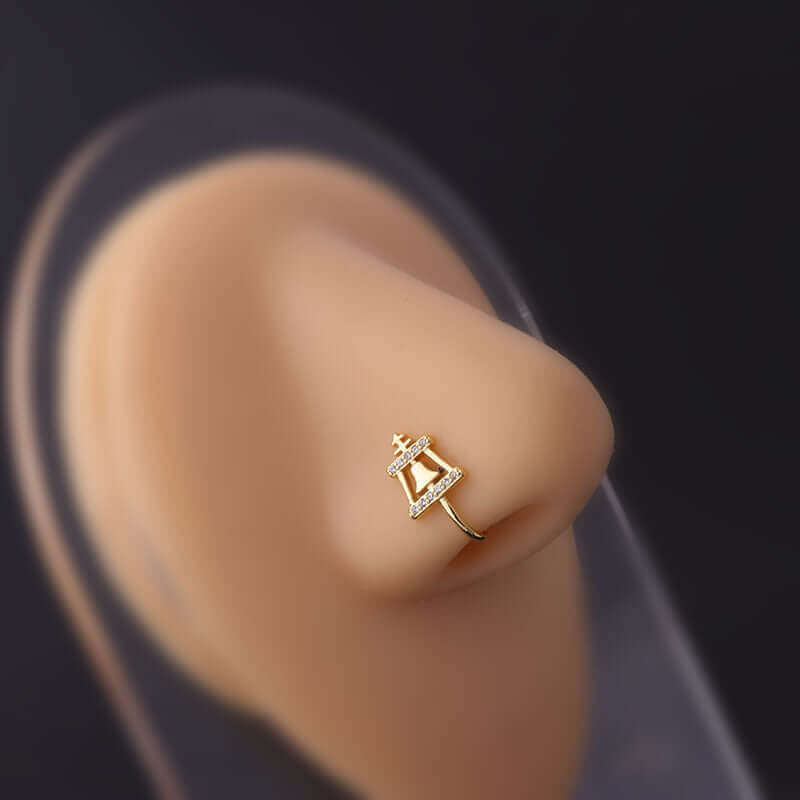 18K Gold Dainty Nose Cuff, No Piercing Nose Cuff, Fake Nose Ring