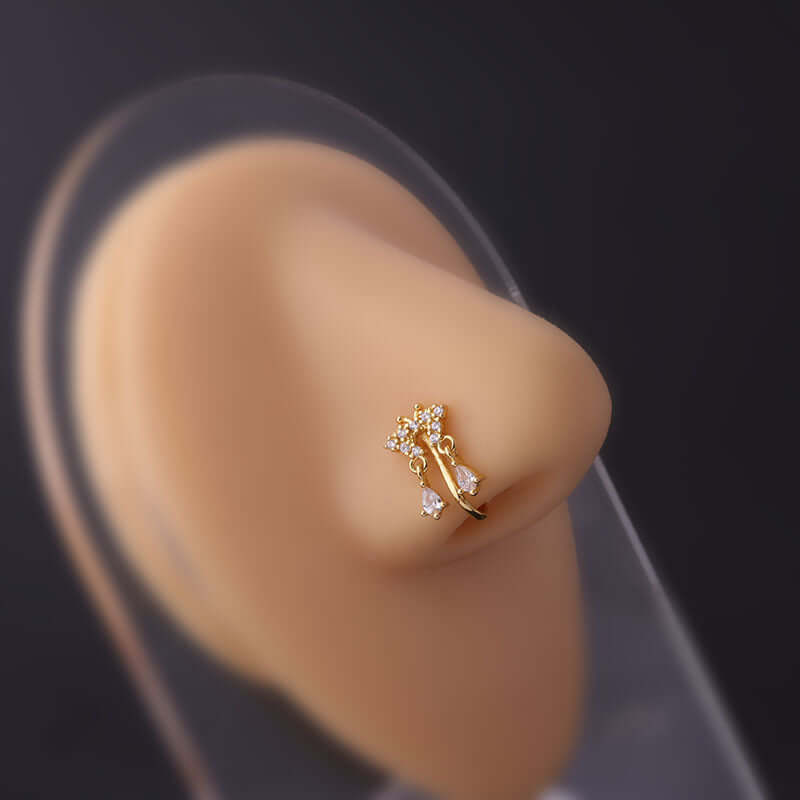 18K Gold Dainty Nose Cuff, No Piercing Nose Cuff, Fake Nose Ring