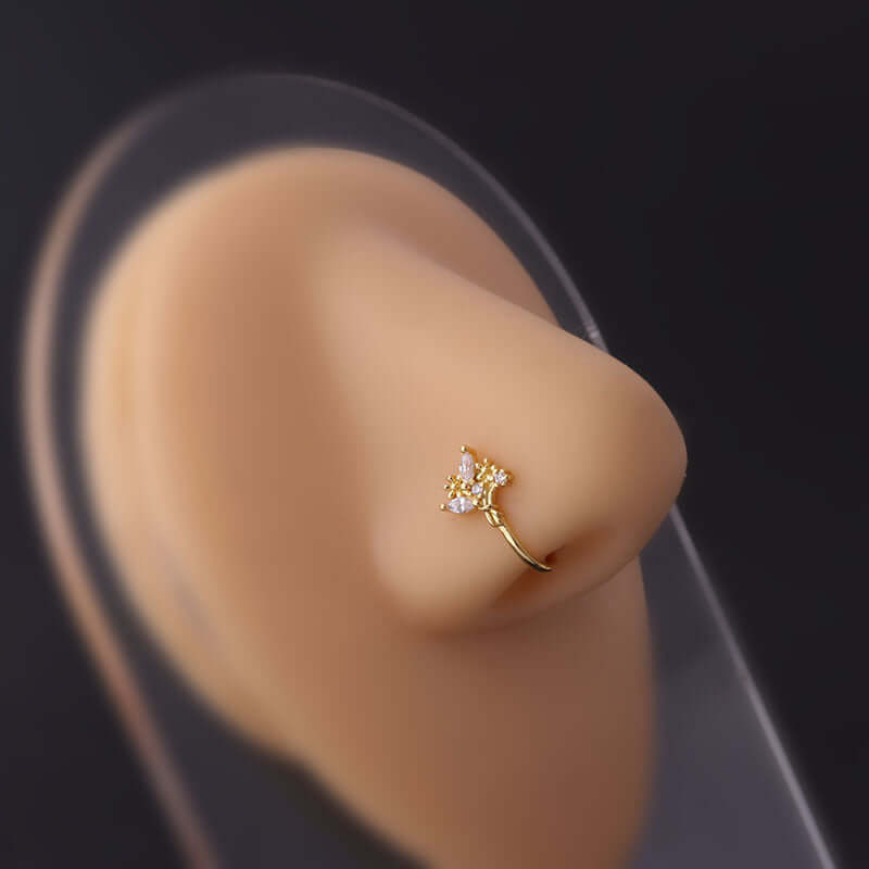 18K Gold Dainty Nose Cuff, No Piercing Nose Cuff, Fake Nose Ring