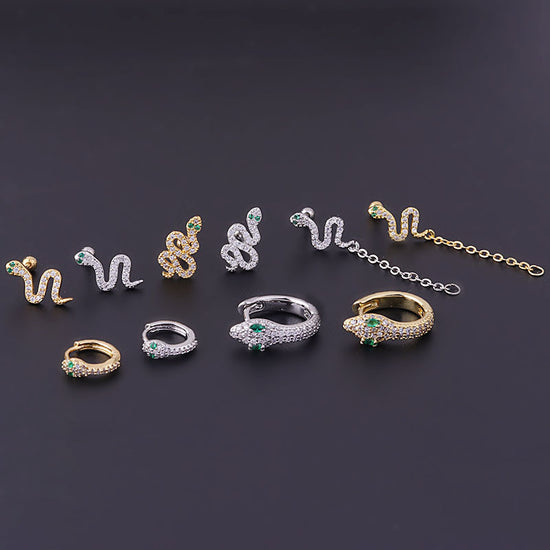 cartilage earrings, piercing jewelry, cartilage piercing, body jewelry, helix piercing, helix earrings, tragus piercing, snake earrings, snake cartilage earrings