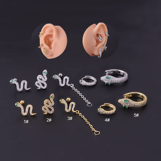 cartilage earrings, piercing jewelry, cartilage piercing, body jewelry, helix piercing, helix earrings, tragus piercing, snake earrings, snake cartilage earrings