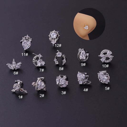 20G Surgical Steel Nose Stud Heart Nostril Ring | HSPJ703-1