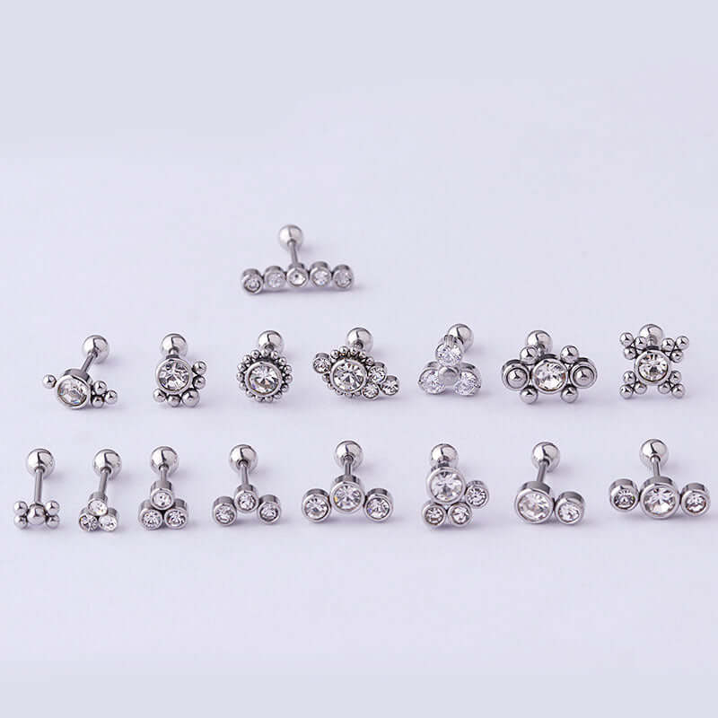 20G flat back tragus stud silver