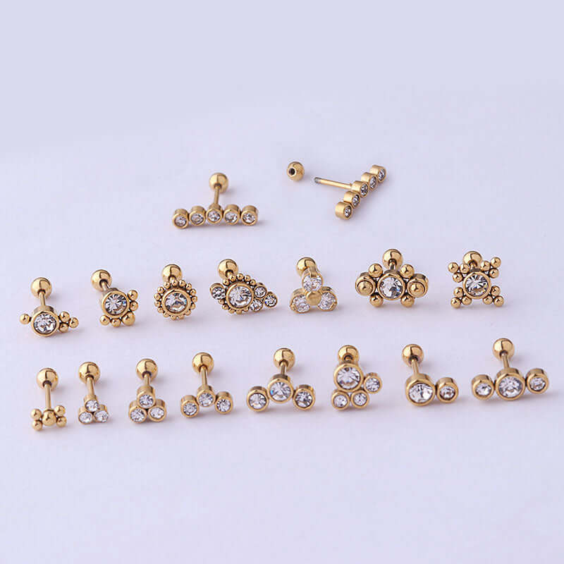 20G flat back tragus stud gold