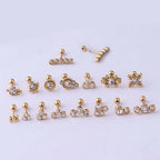 20G flat back tragus stud gold
