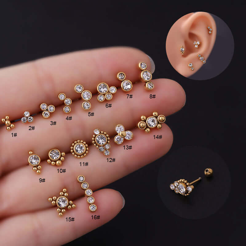 20G flat back tragus stud gold