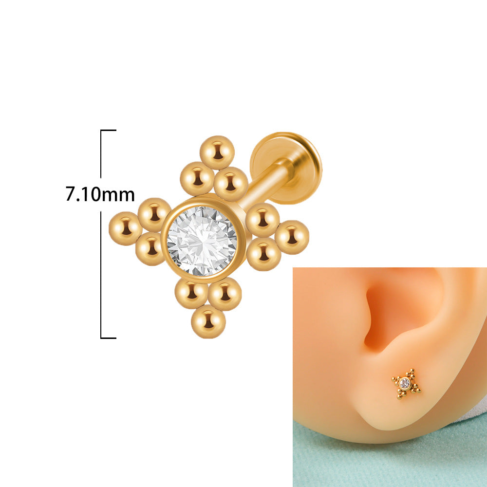20G Push Pin Earring Flat Back Labret Back Stud