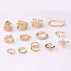 18K Gold No Piercing Cross Ear Cuff Snake Ear Climber