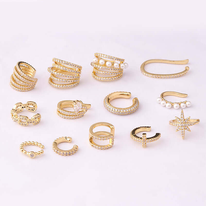 18K Gold No Piercing Cross Ear Cuff Snake Ear Climber