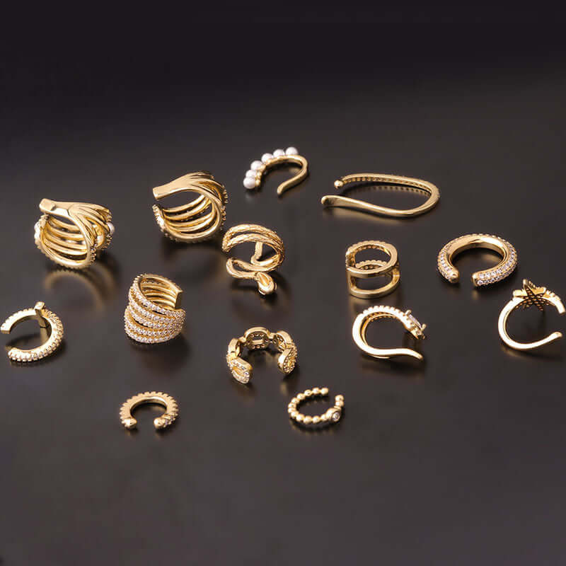 18K Gold No Piercing Cross Ear Cuff Snake Ear Climber