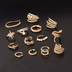 18K Gold No Piercing Cross Ear Cuff Snake Ear Climber