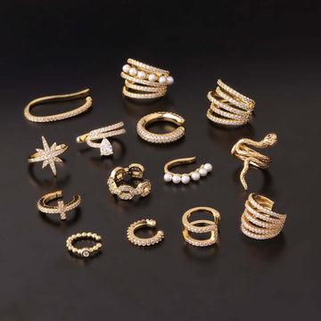 18K Gold No Piercing Cross Ear Cuff Snake Ear Climber