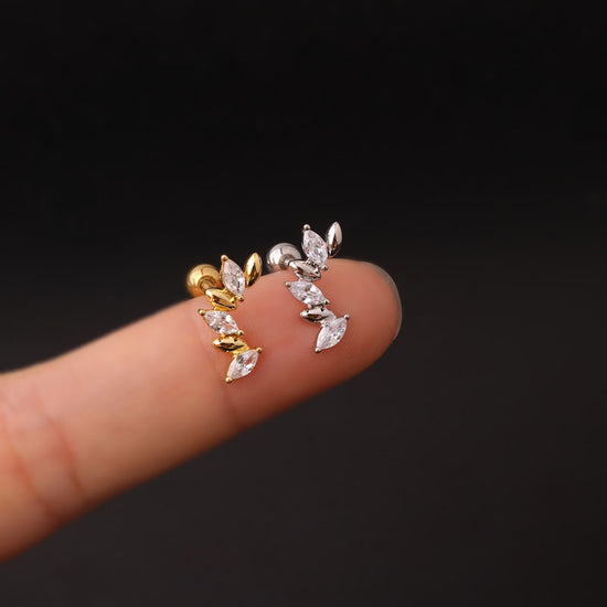 16G Color Curved Marquise Conch Daith Stud Gold