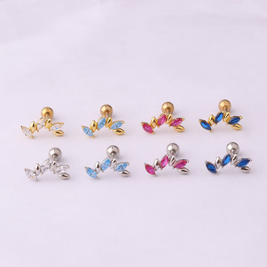 16G Color Curved Marquise Conch Daith Stud Gold and silver