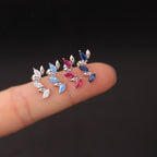 16G Color Curved Marquise Conch Daith Stud Silver